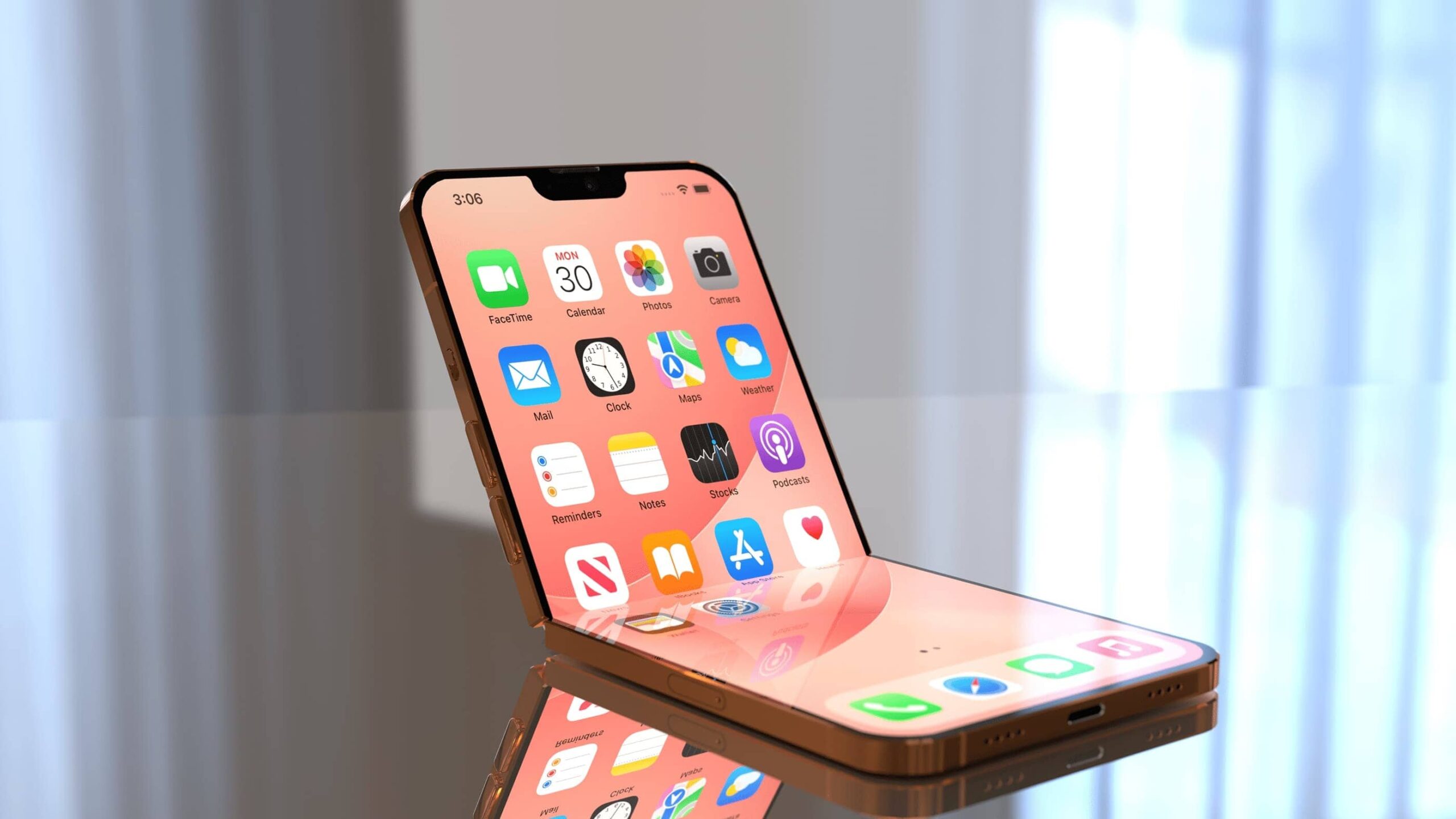 iPhone Fold concept showing clamshell flip design