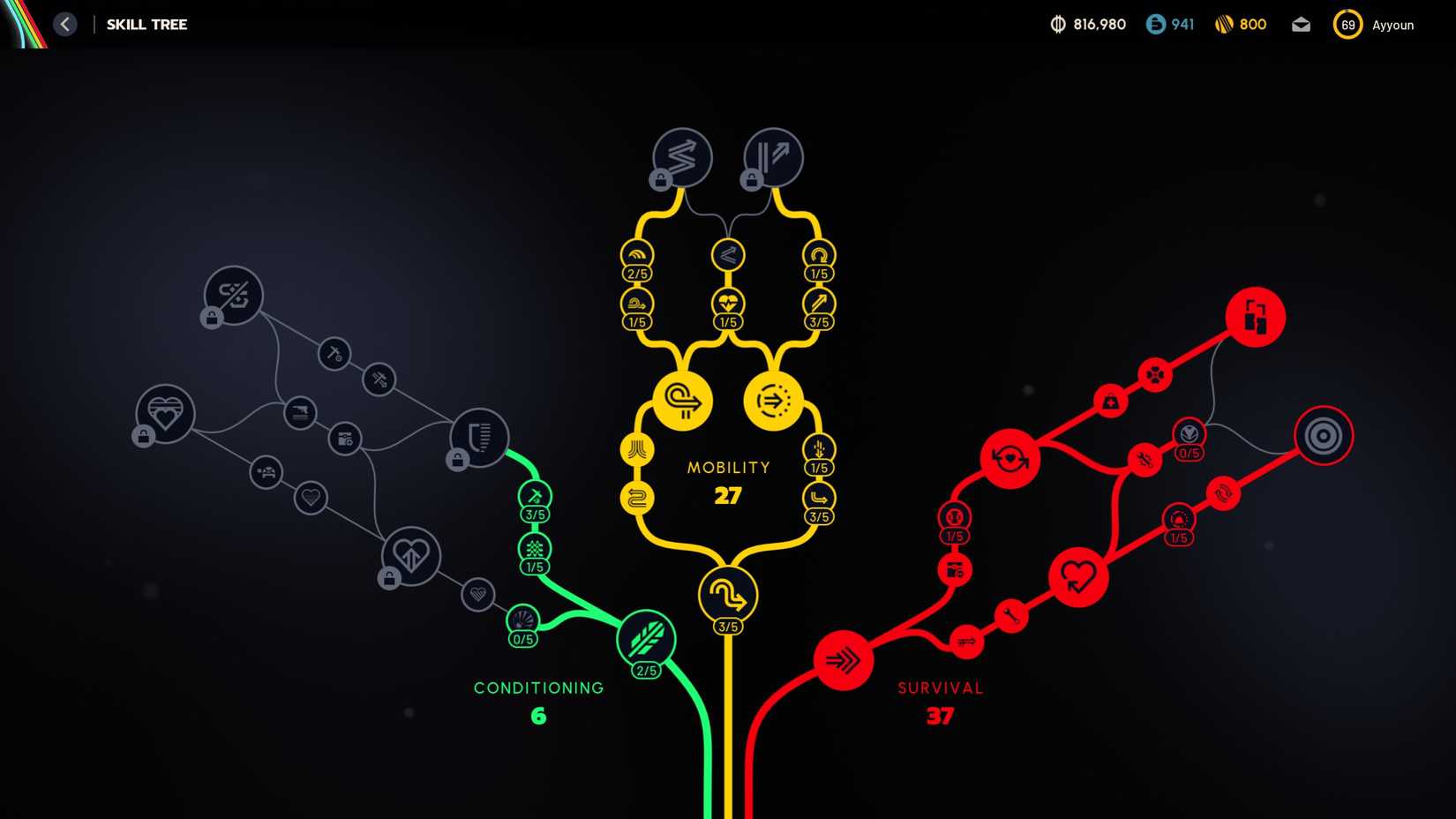 Arc Raiders skill tree progression showing the three branches
