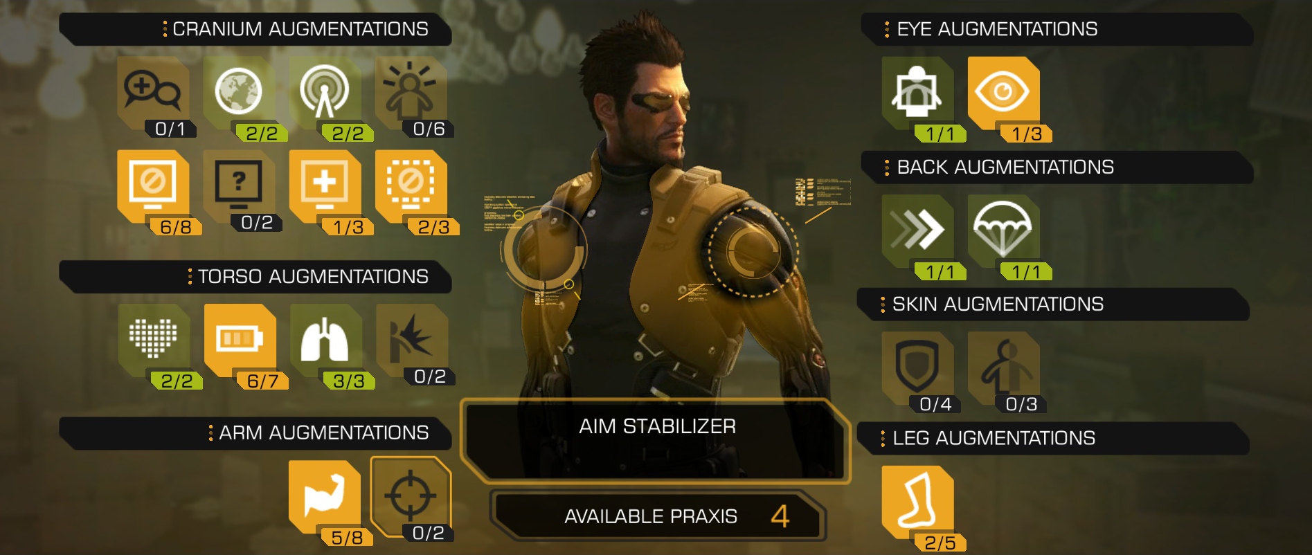 Deus Ex Remastered skills screen