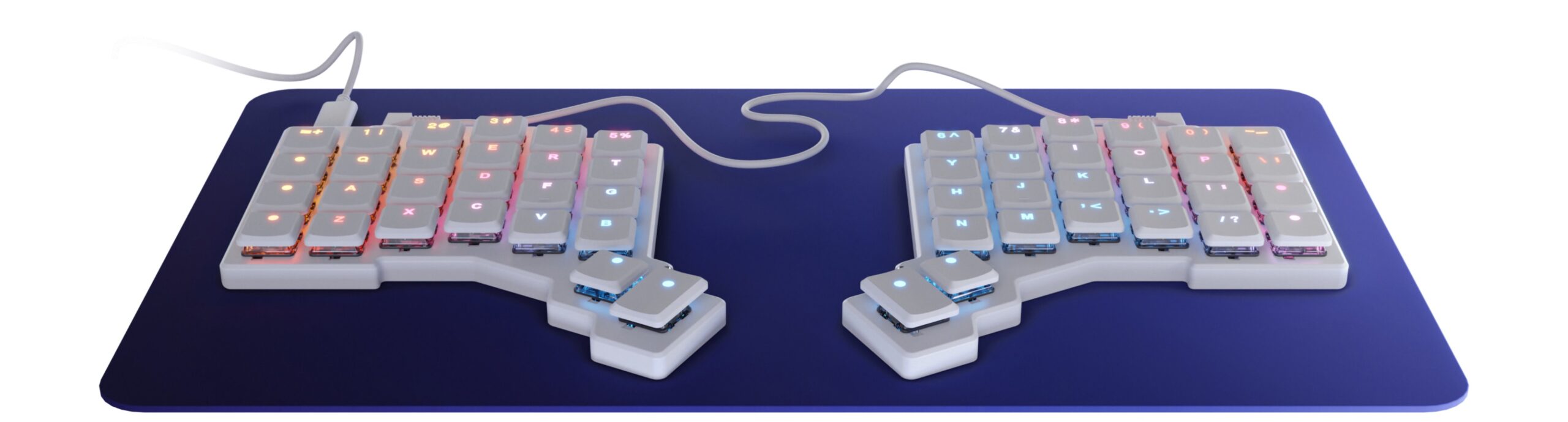 Split ergonomic keyboard showing proper hand positioning