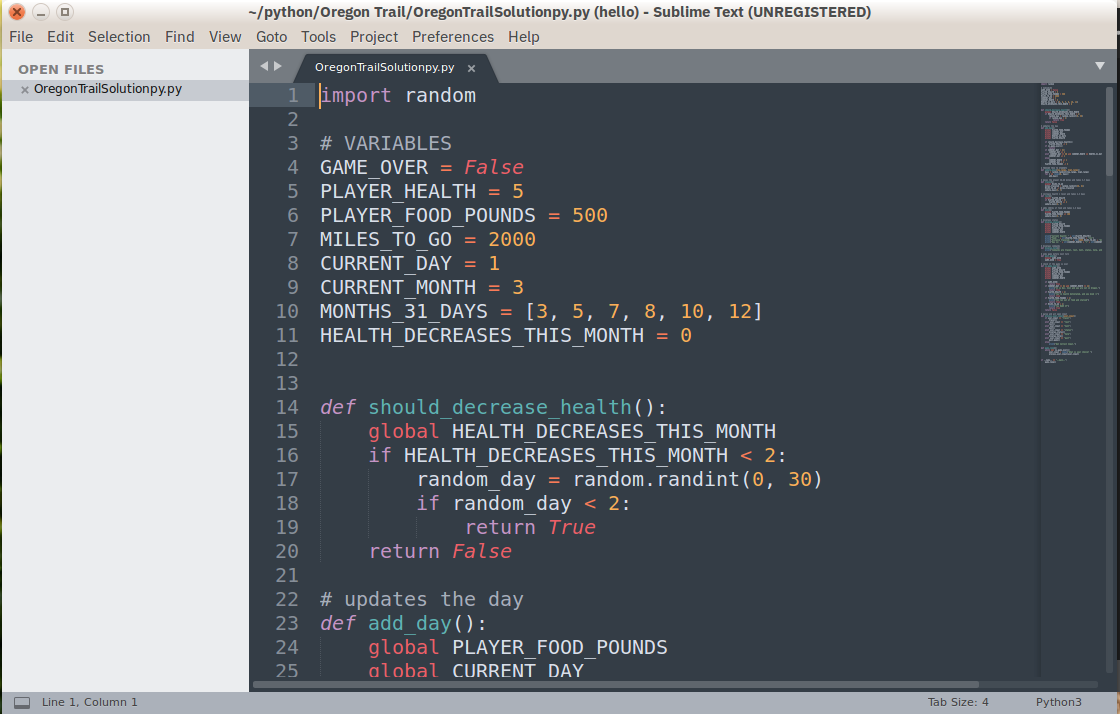 Python code in a text editor
