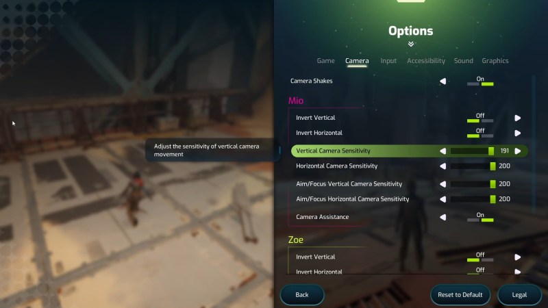 Split Fiction accessibility settings menu