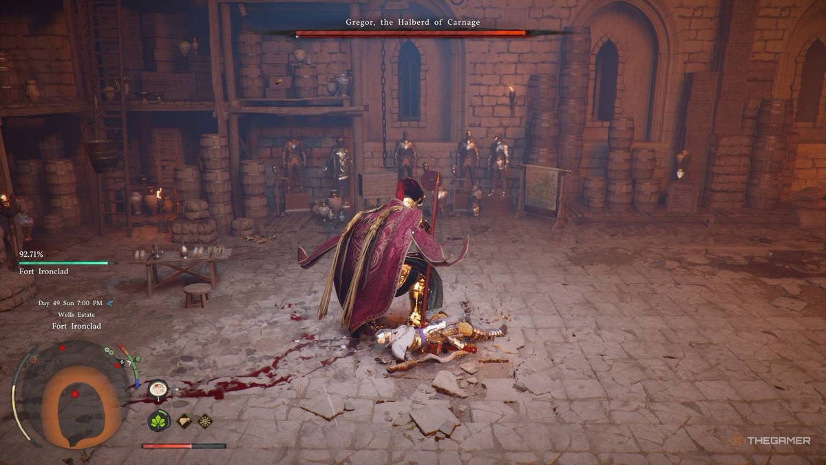 Crimson Desert Gregor the Halberd of Carnage boss fight with spear