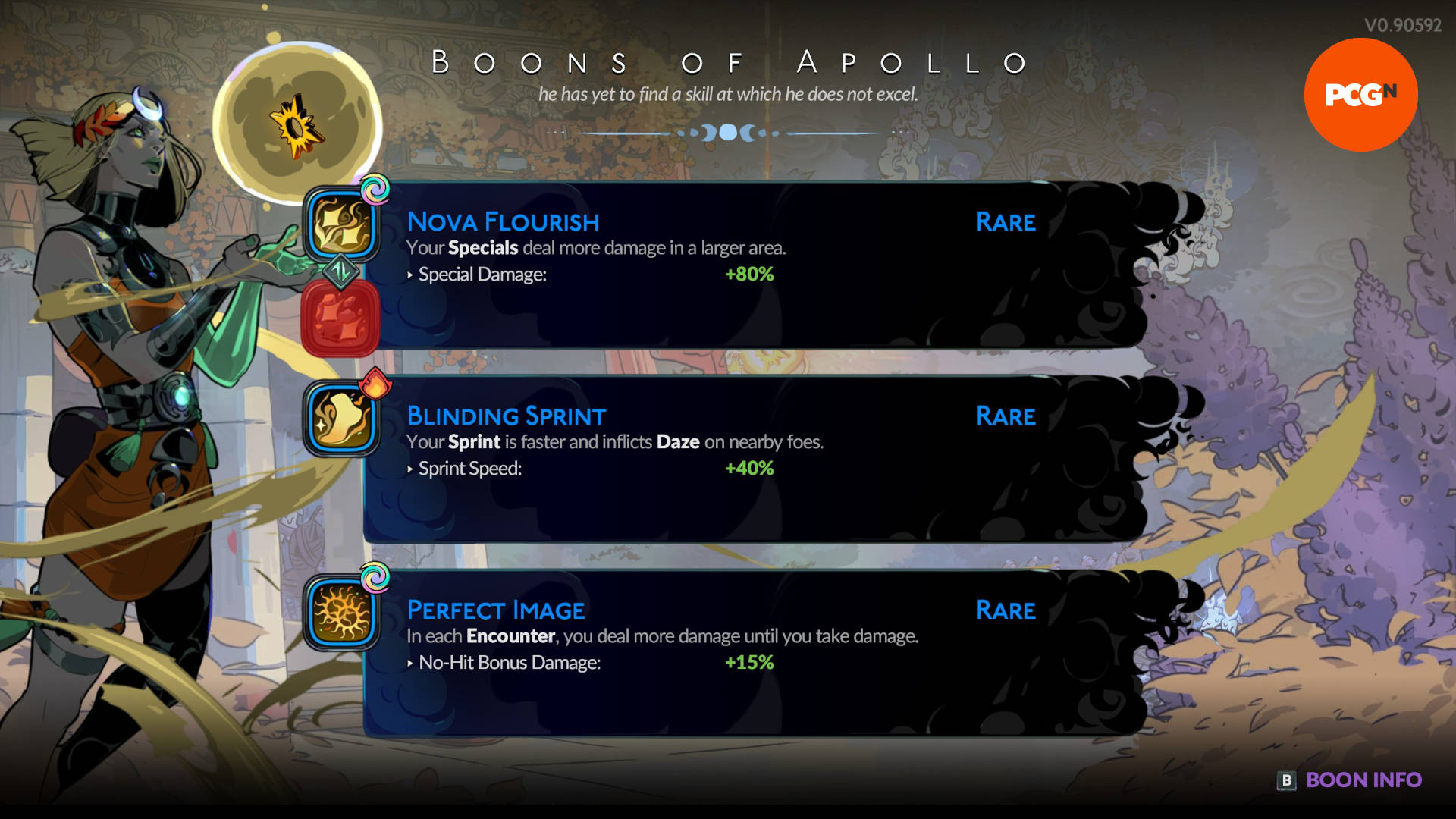 Apollo boon selection screen in Hades 2
