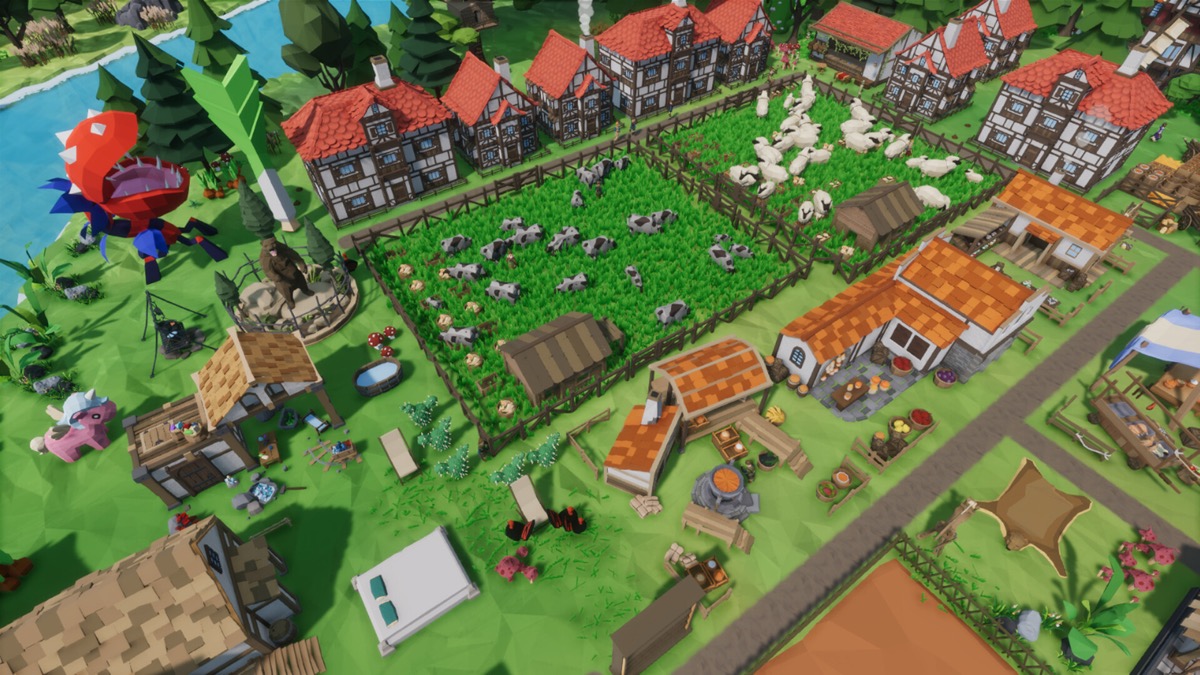 Settlement Survival mobile village with farms and houses
