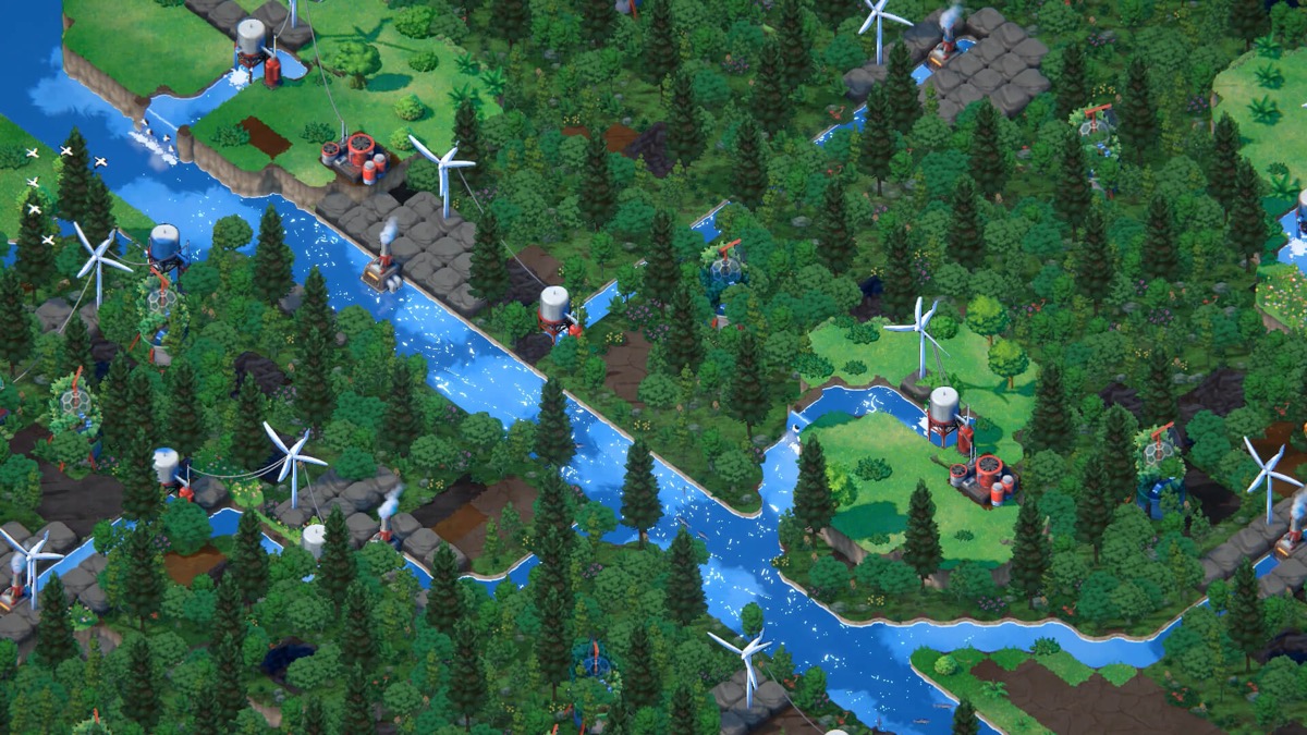 Terra Nil ecosystem restoration gameplay turning wasteland green