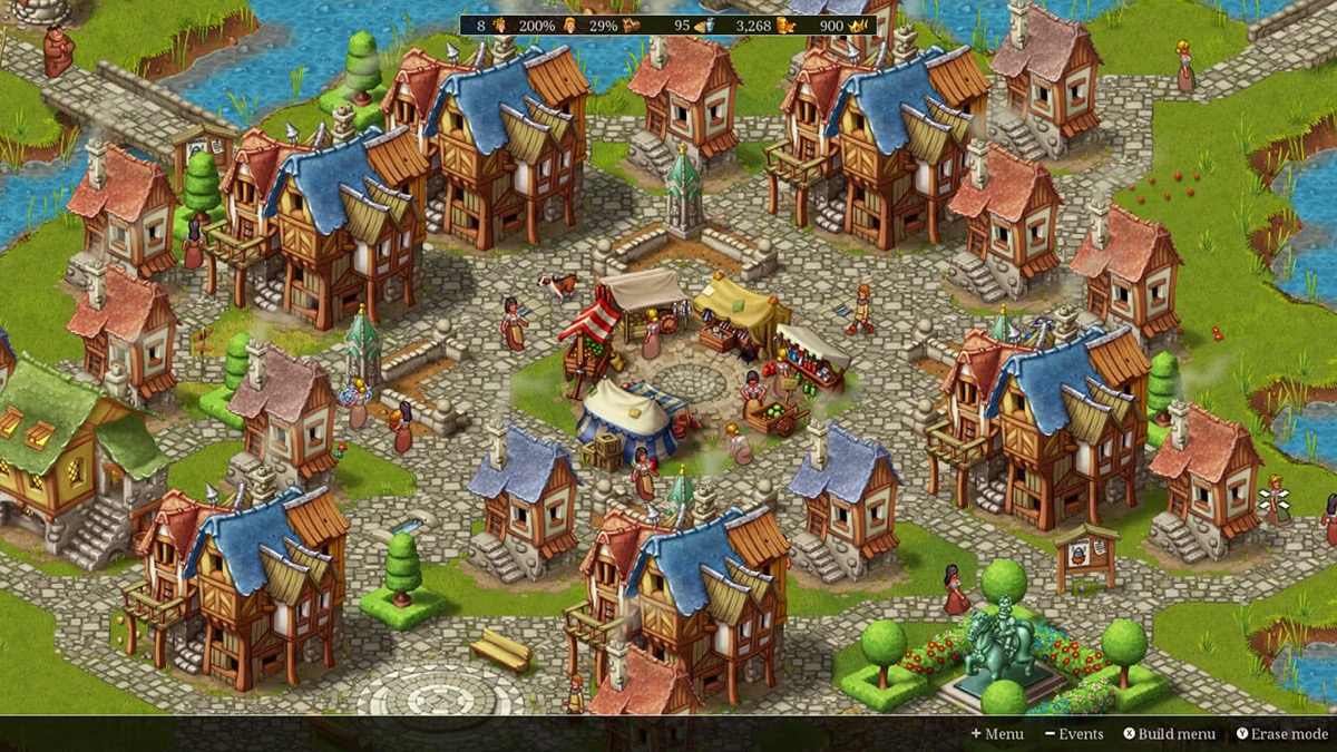 Townsmen medieval village building gameplay