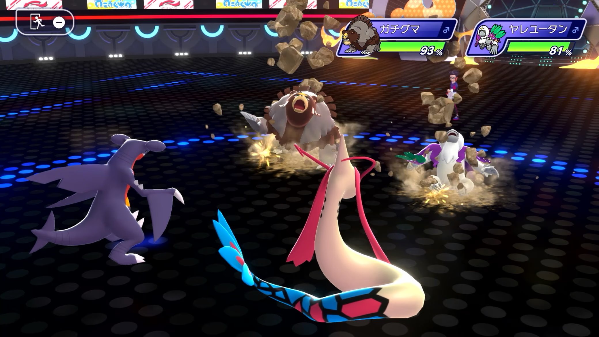 Pokemon Champions doubles battle showing Mega Charizard X in competitive arena