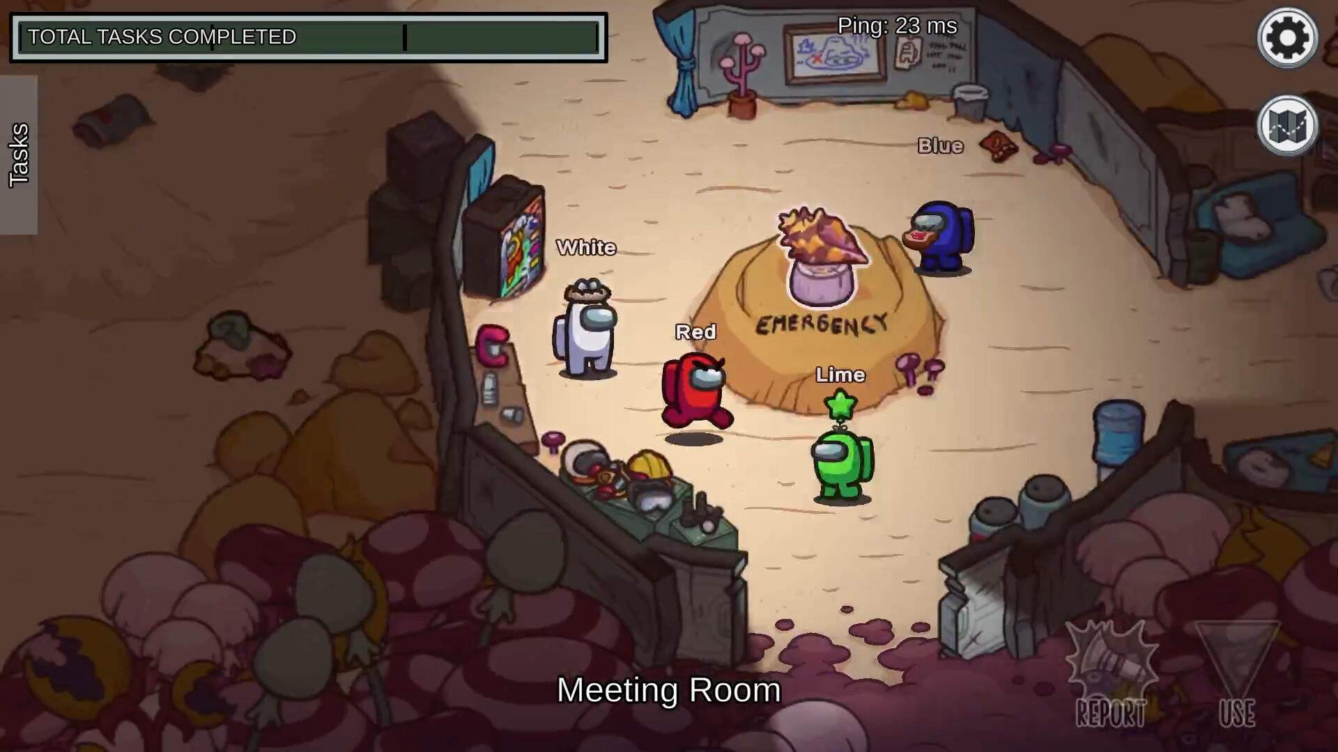 Among Us crewmates on the Skeld, where the official Hide n Seek mode replaces meetings with pure pursuit