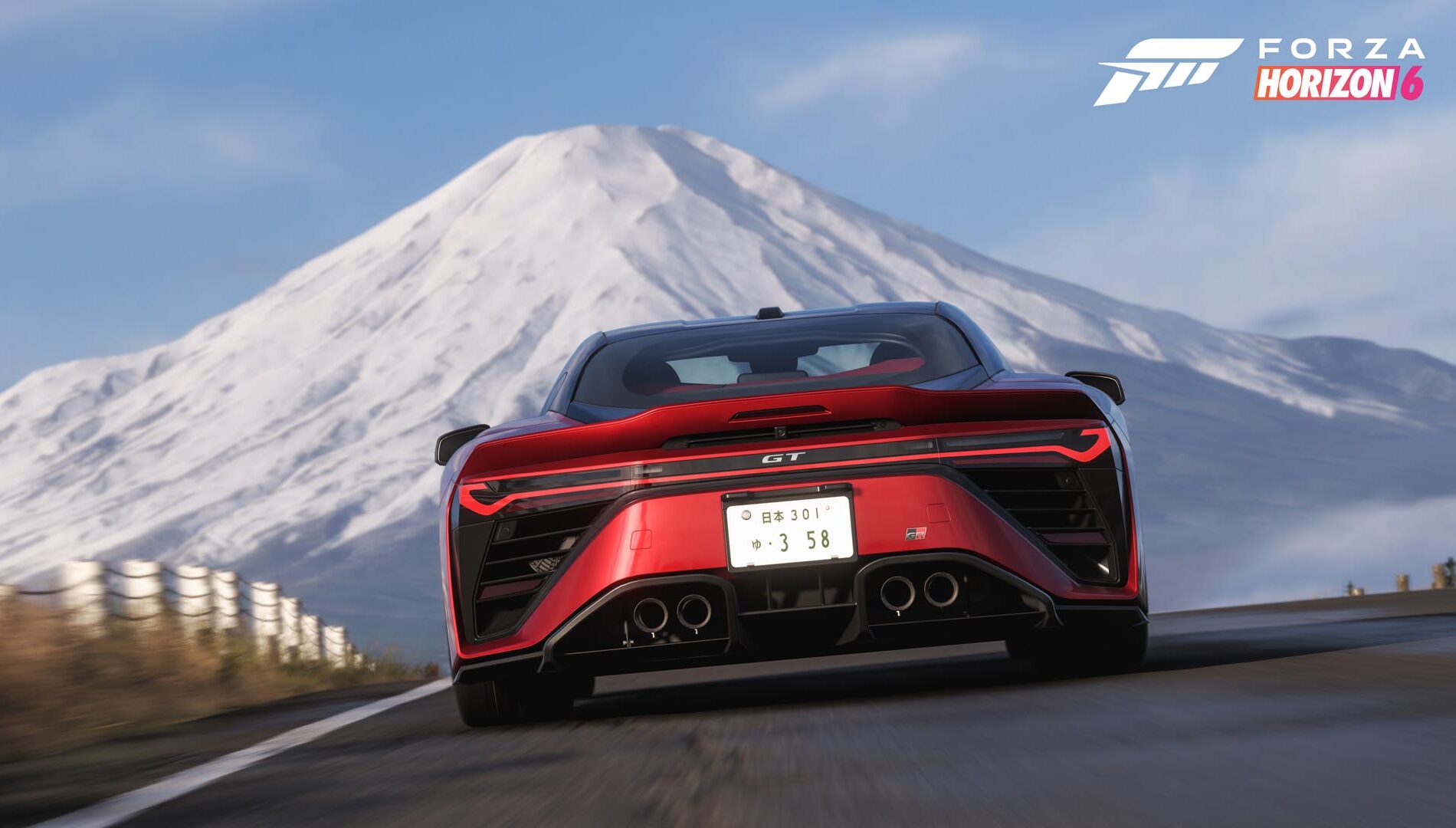 Forza Horizon 6 cover car GR GT Prototype driving past Mount Fuji