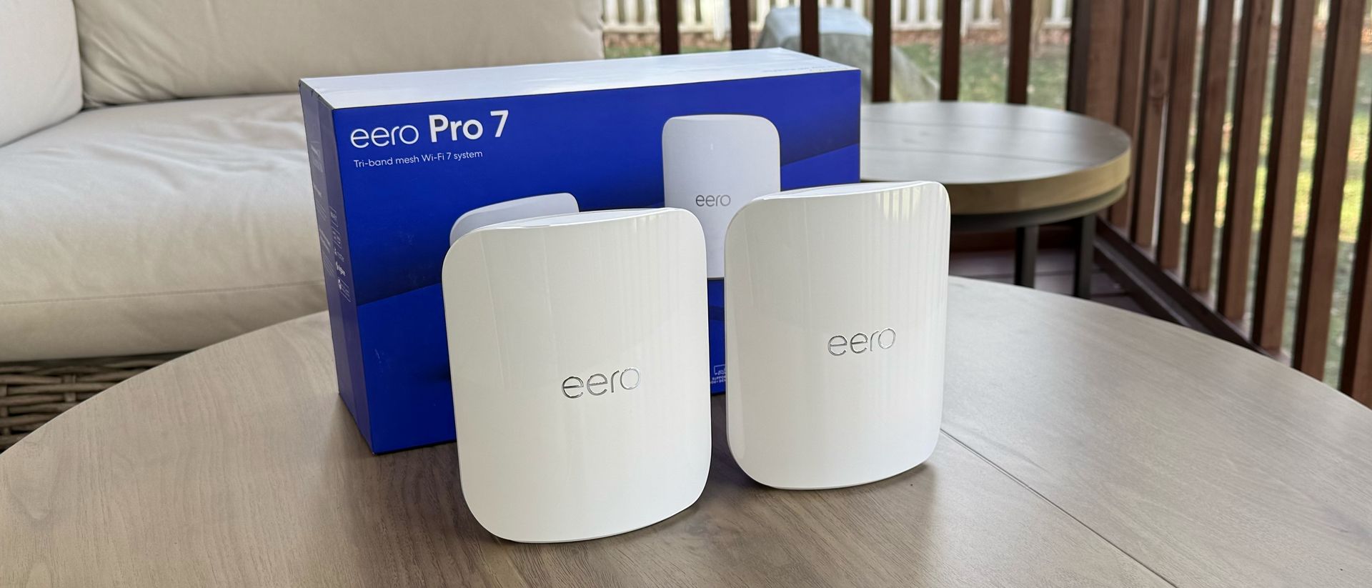 eero Pro 7 mesh Wi-Fi system included with Frontier Fiber internet