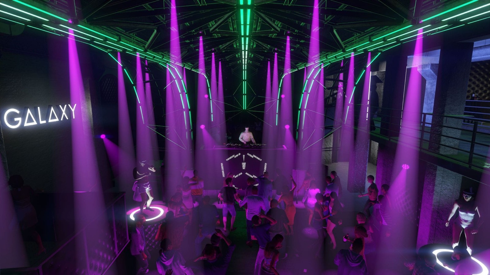 GTA Online nightclub business dance floor with DJ, the best passive income business in the GTA Online business tier list