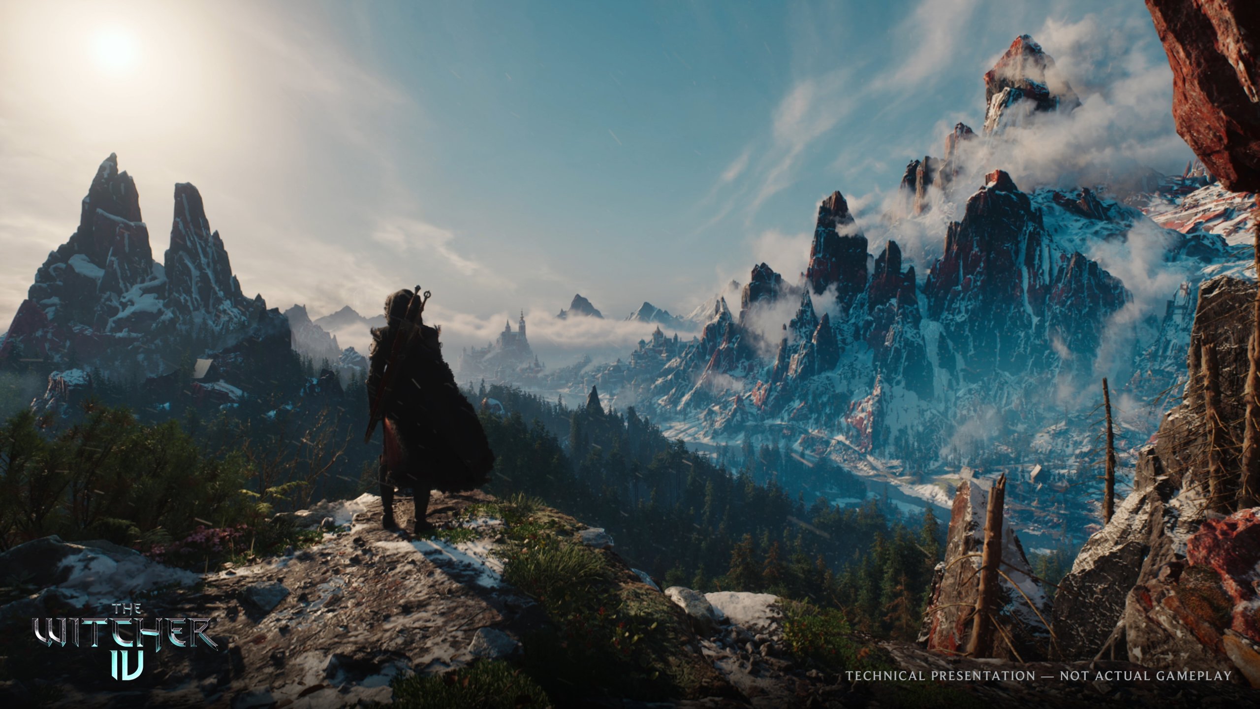Ciri overlooking the mountains in a The Witcher 4 in-engine tech demo