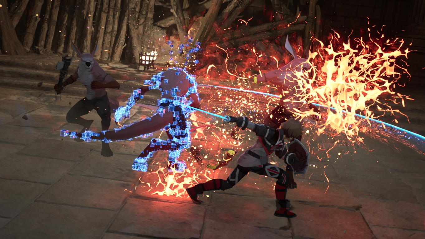 Echoes of Aincrad character using a Sword Skill in combat