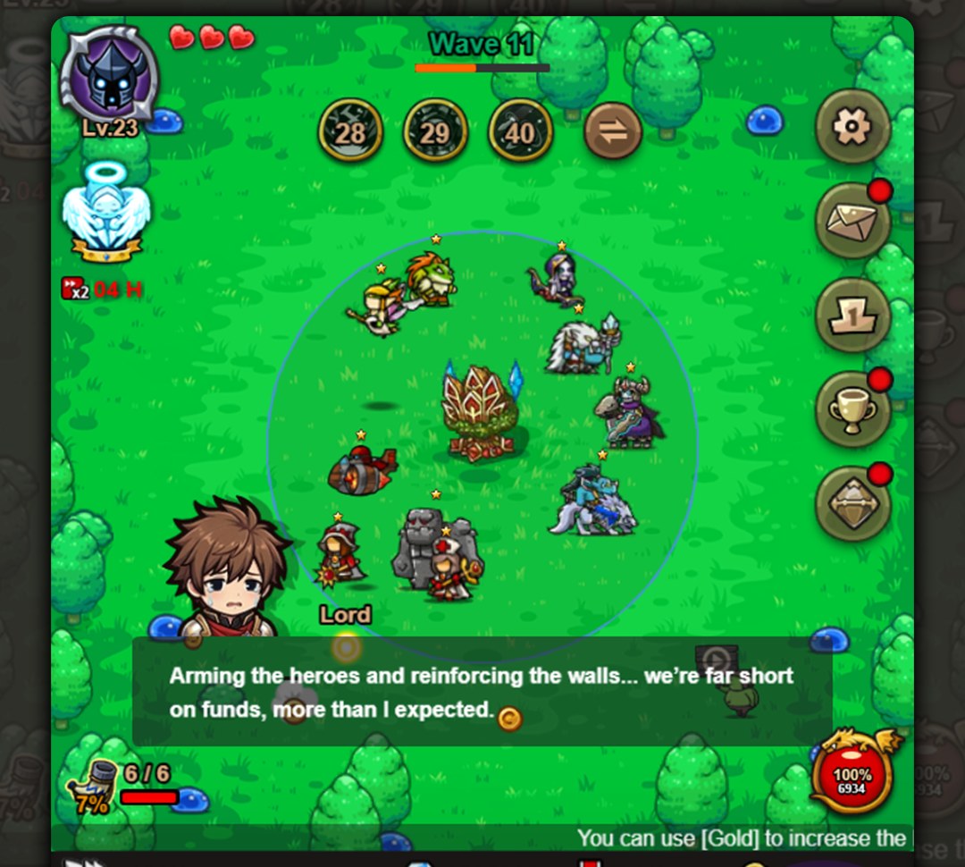 Endless Frontier 2 speed team fighting waves around the castle
