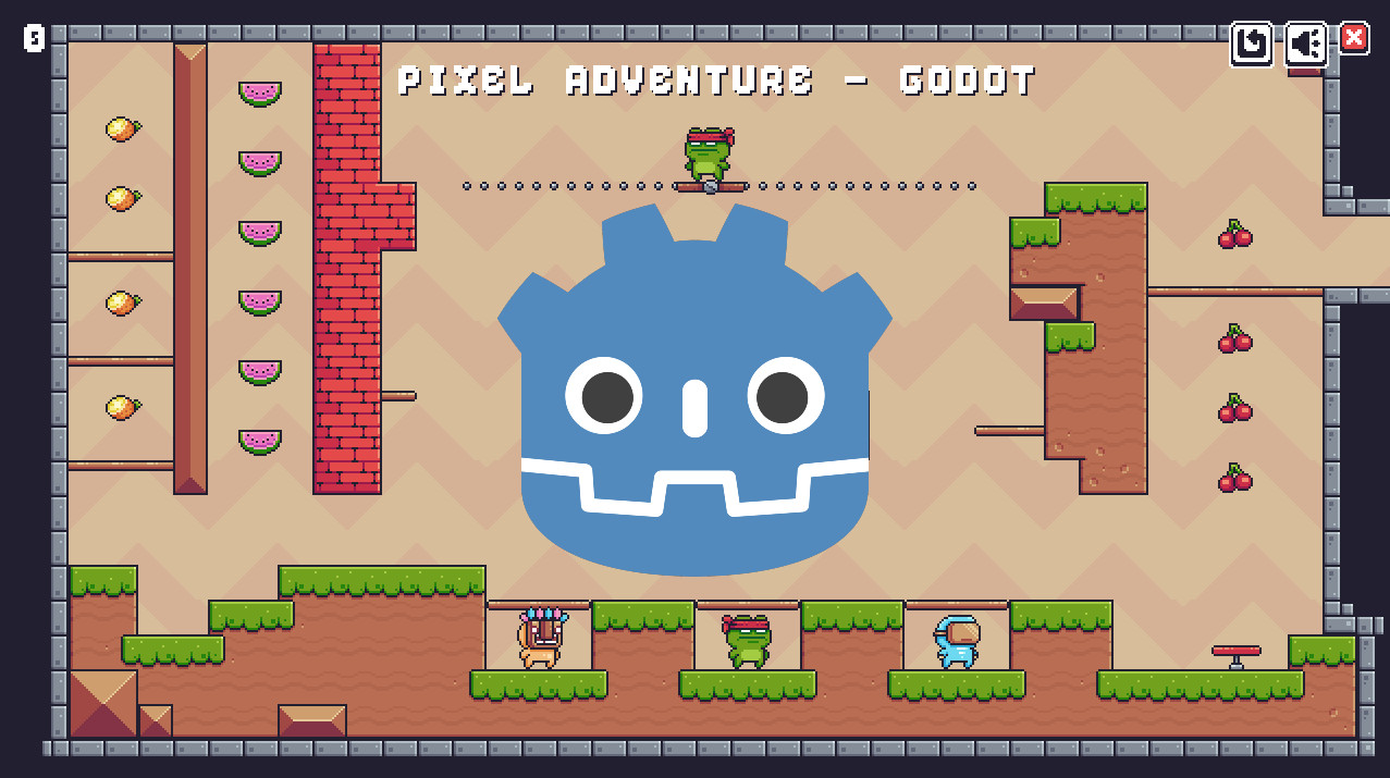 Godot 4 2D pixel platformer gameplay with characters, collectibles, and platforms