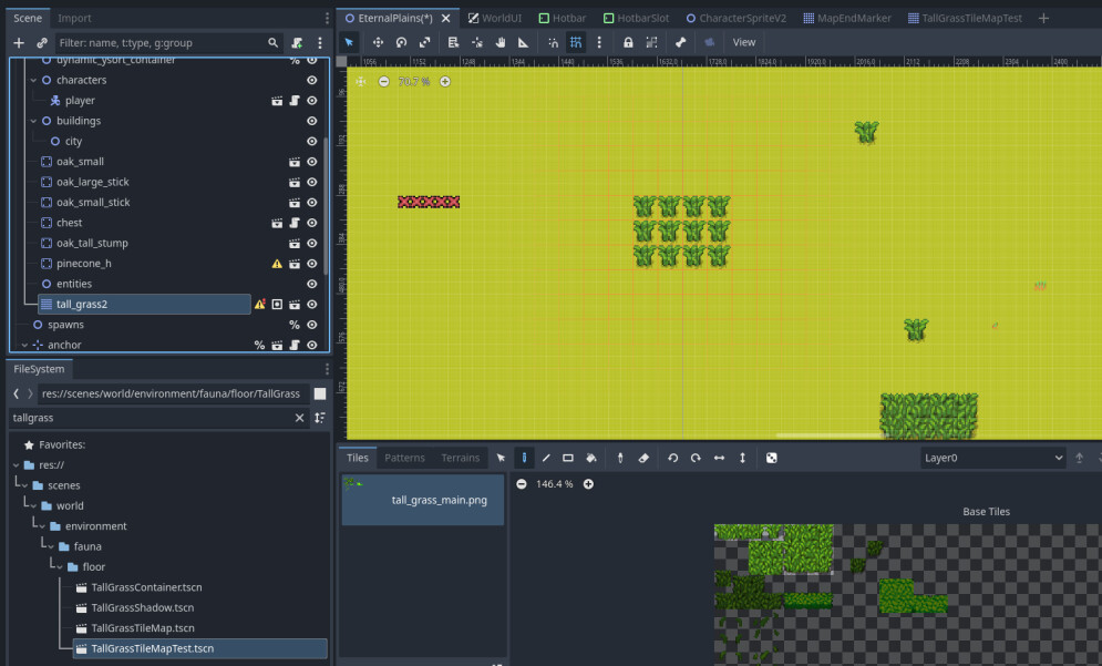 Multiple TileMapLayer nodes in the Godot 4 scene tree for a 2D level