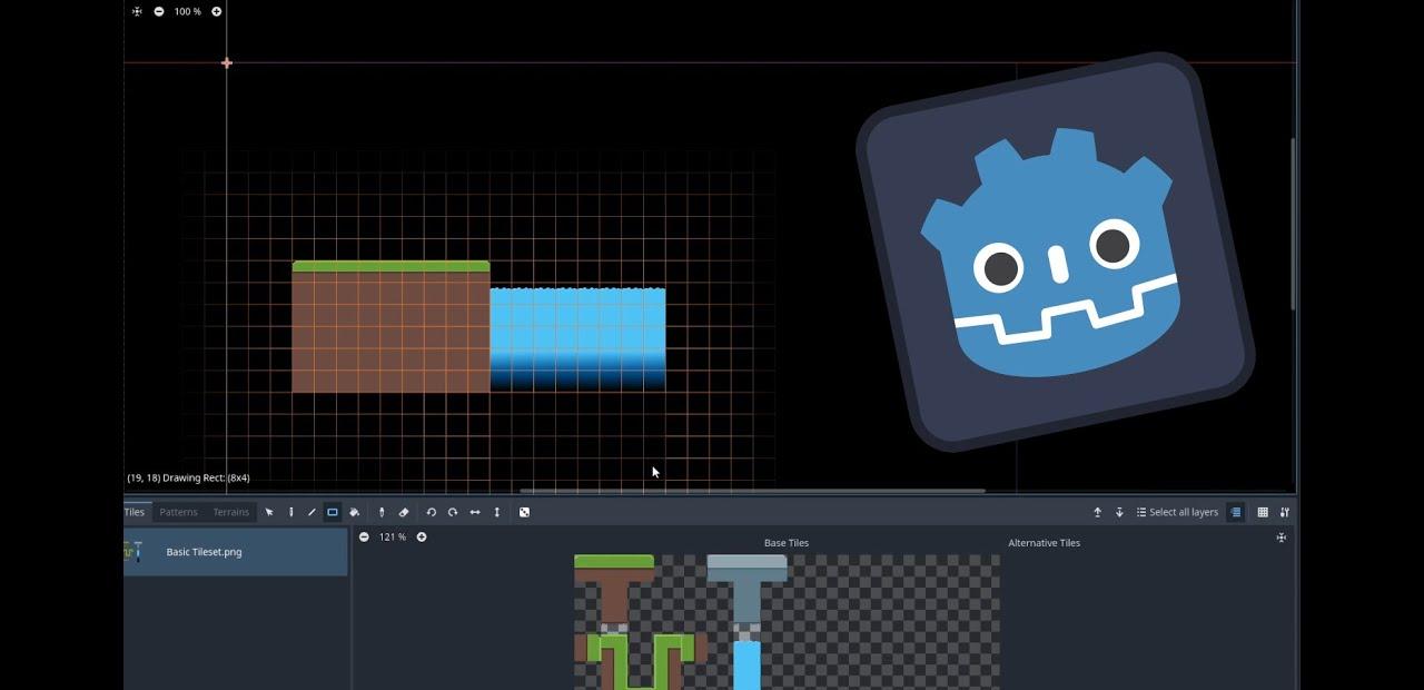 Painting tiles onto a TileMapLayer in the Godot 4 editor