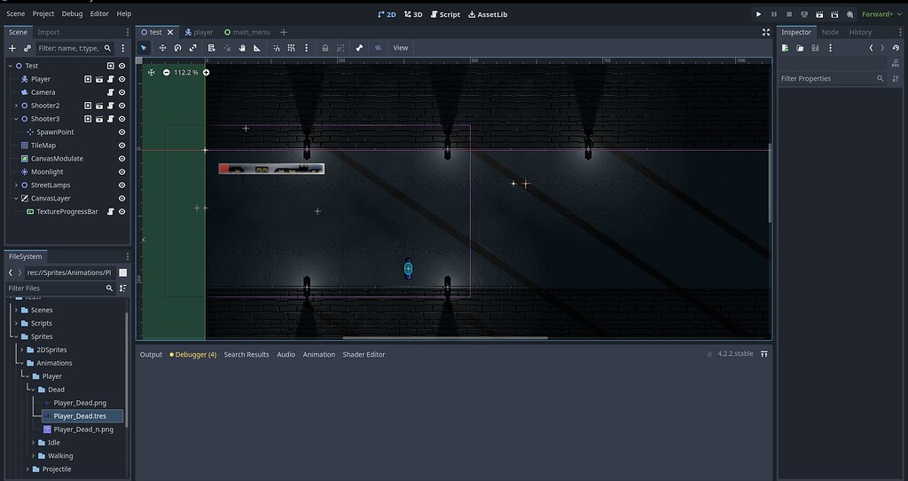 Godot 4 HUD on a CanvasLayer with a TextureProgressBar health bar