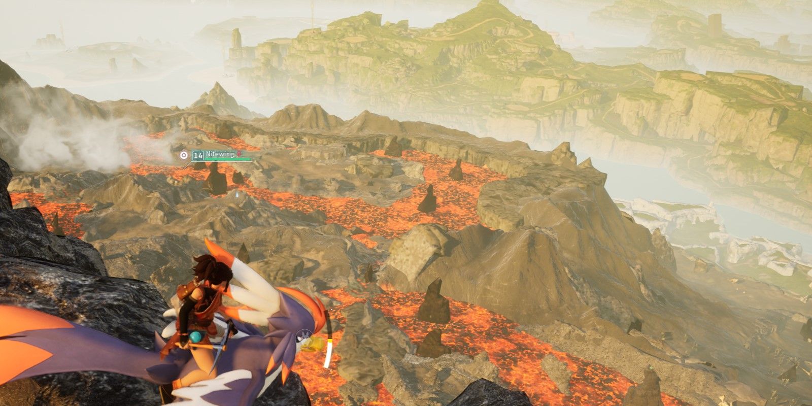 Palworld Mount Obsidian volcanic region with lava fields, home to the best late-game sulfur and oil bases