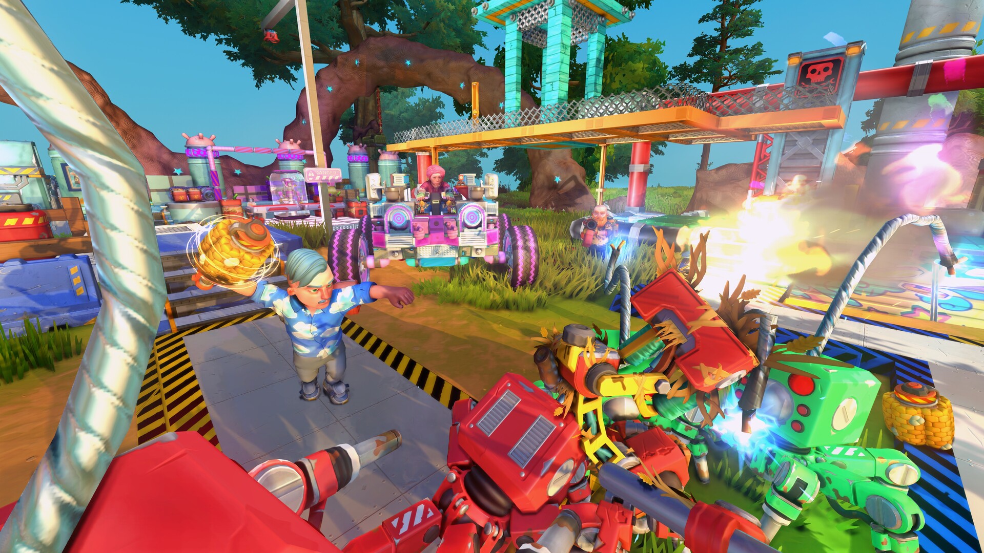 New enemy bots attacking during a raid in Scrap Mechanic 1.0