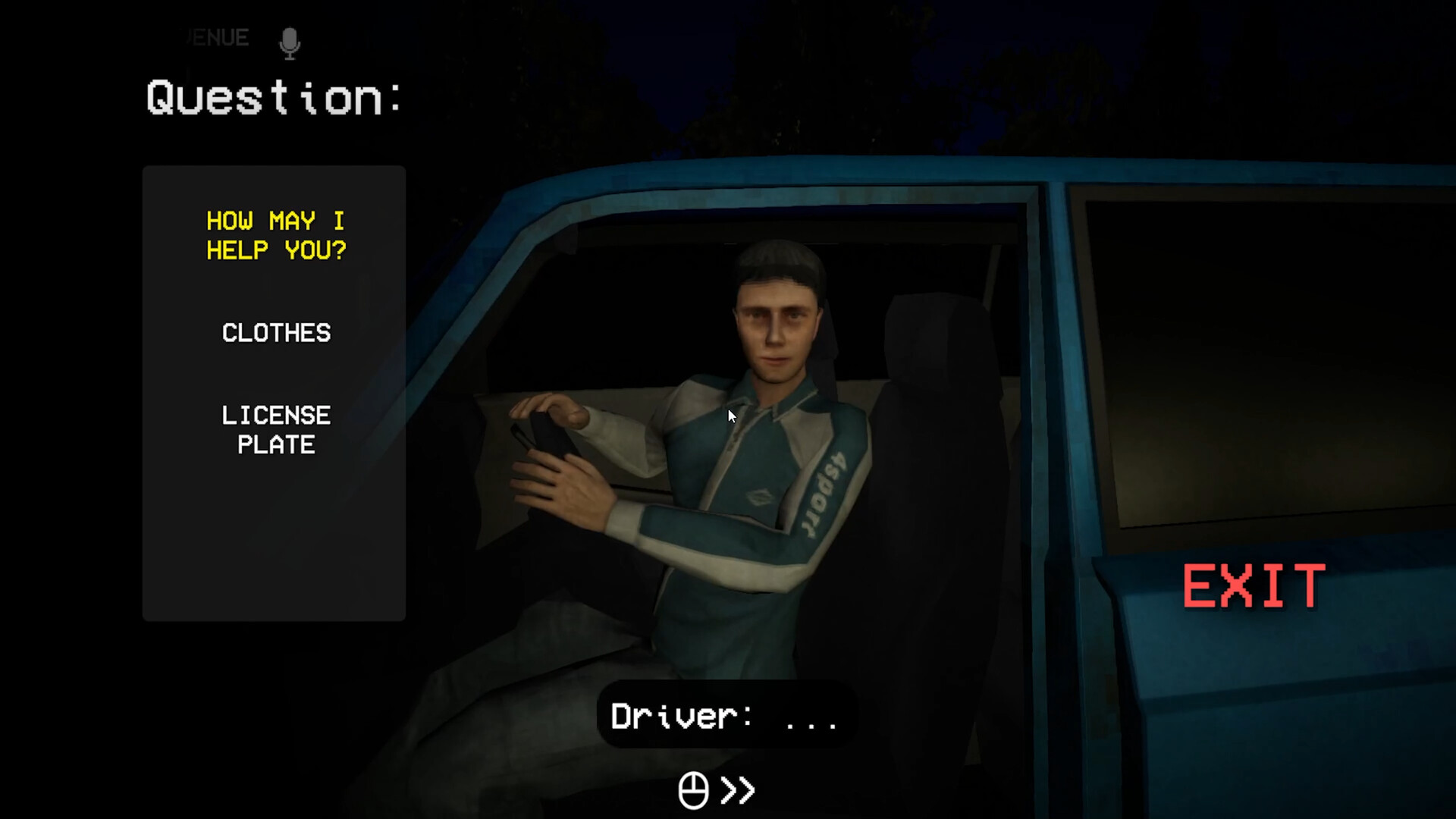 Shift At Midnight gas pump driver check with clothes and license plate questions