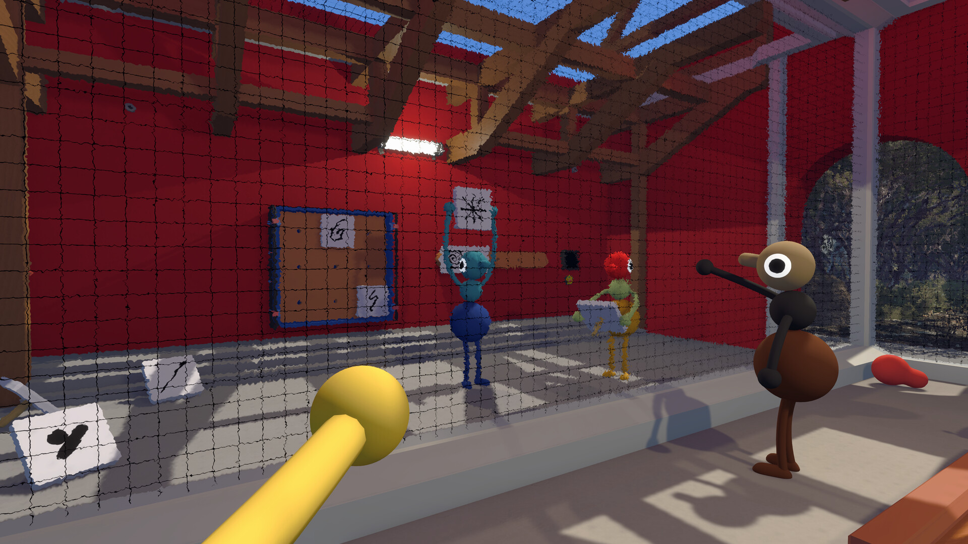 Big Walk symbol room puzzle with players separated by glass