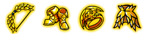 The four pieces of the Abundance Heritage set in Endless Frontier 2