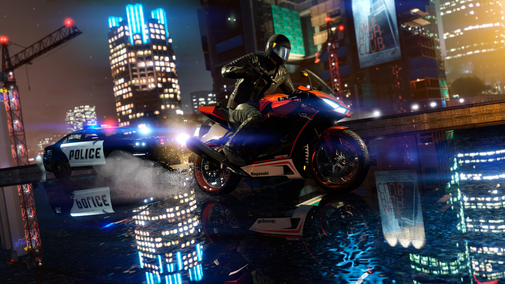 Night police pursuit in GTA V, the kind of scene law enforcement roleplay is built around