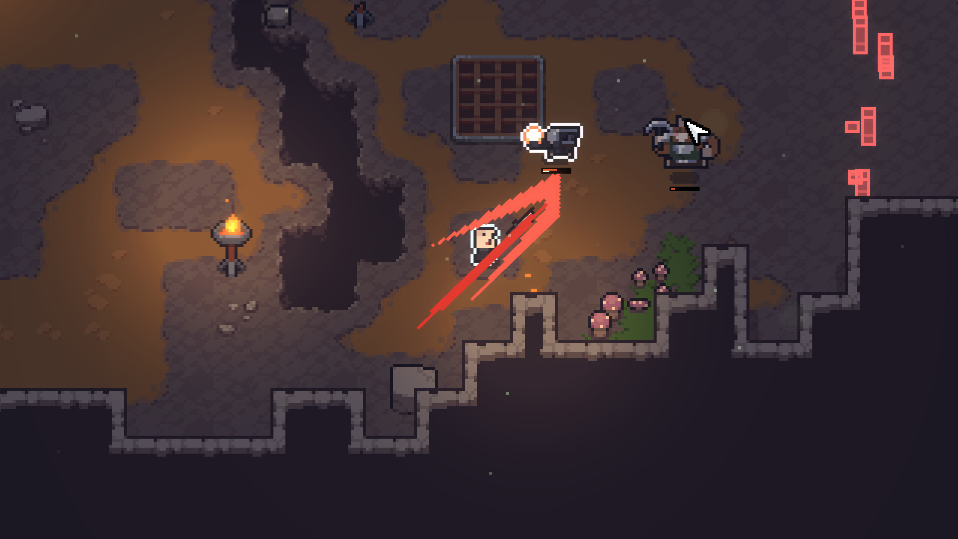 Sephiria cave combat with a fast blade slash