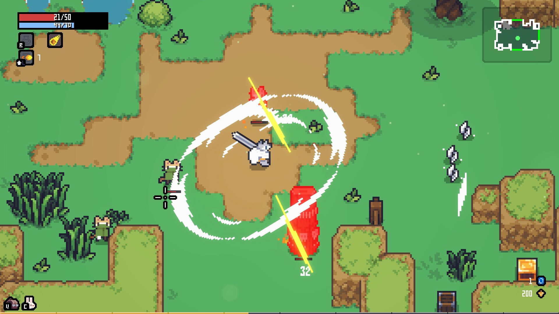 Sephiria bunny hero spinning a greatsword through enemies