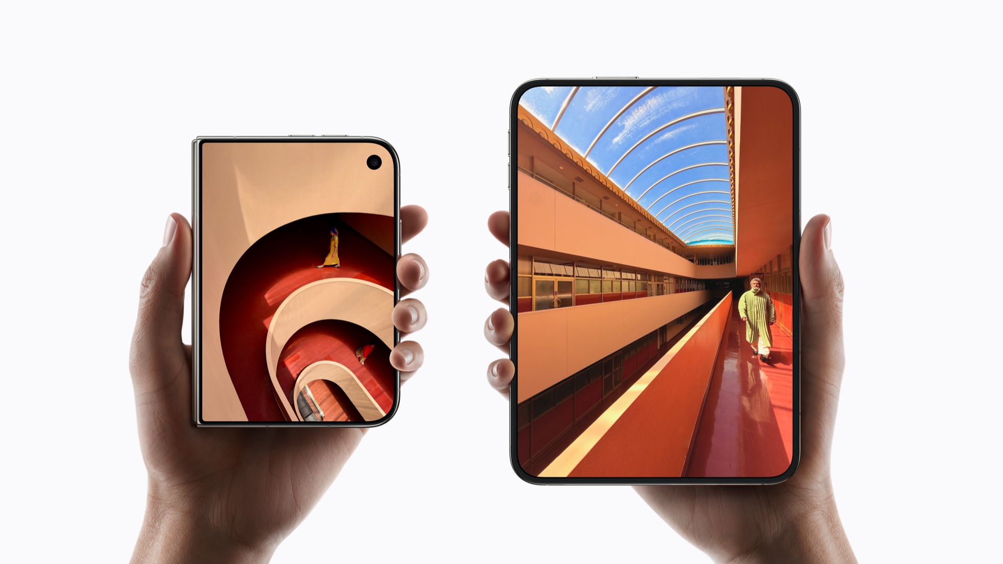 iPhone Duo shown closed and open with both displays