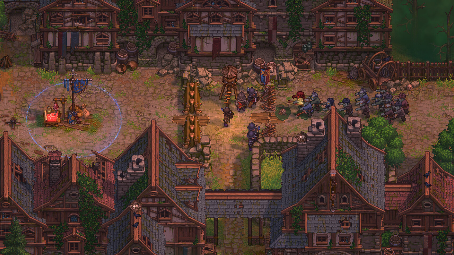 Graveyard Keeper 2 town defense battle with armed zombies