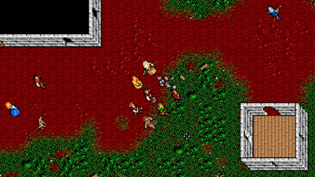 Nuvie running Ultima VI with a wider view and replacement character tiles