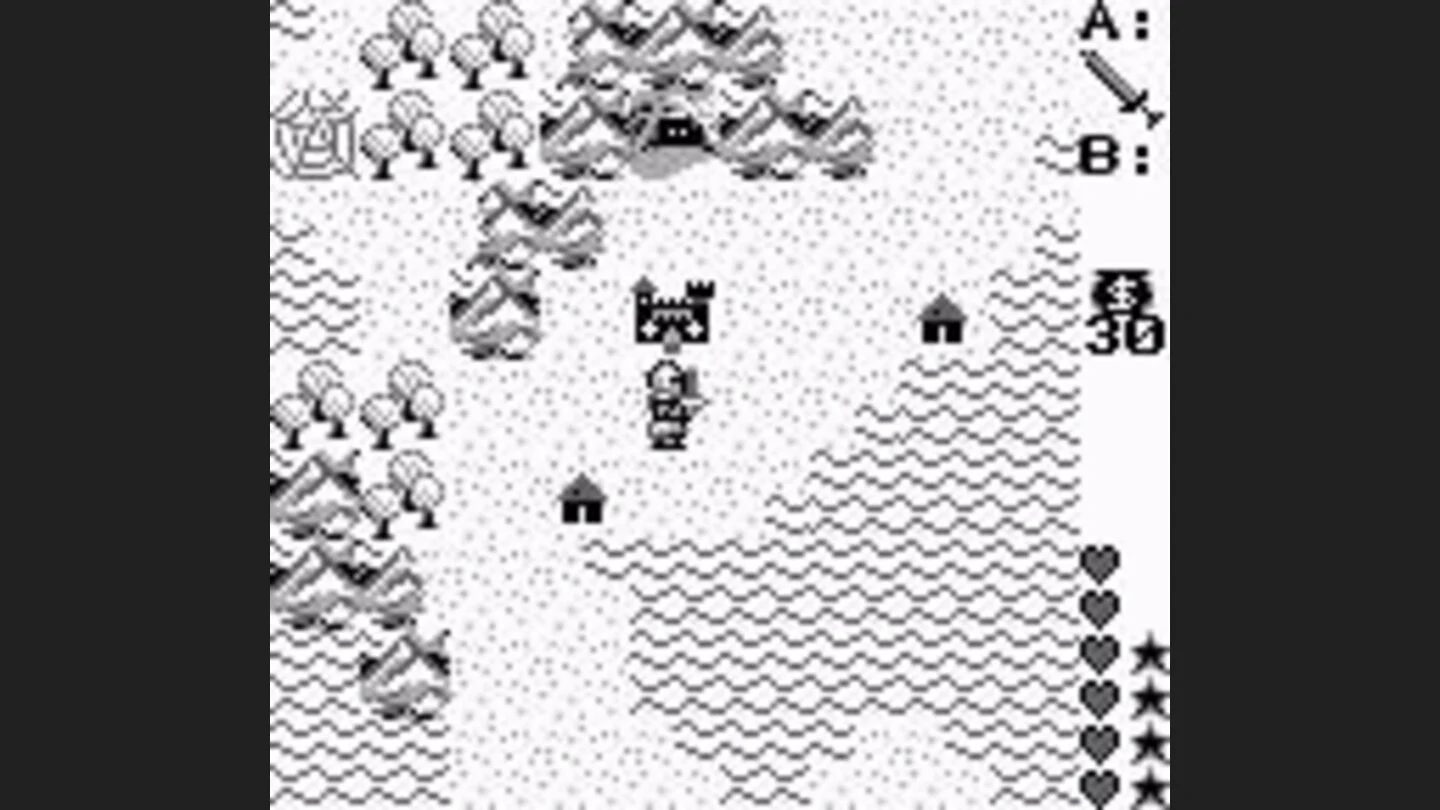 Ultima Runes of Virtue showing its monochrome Game Boy action view