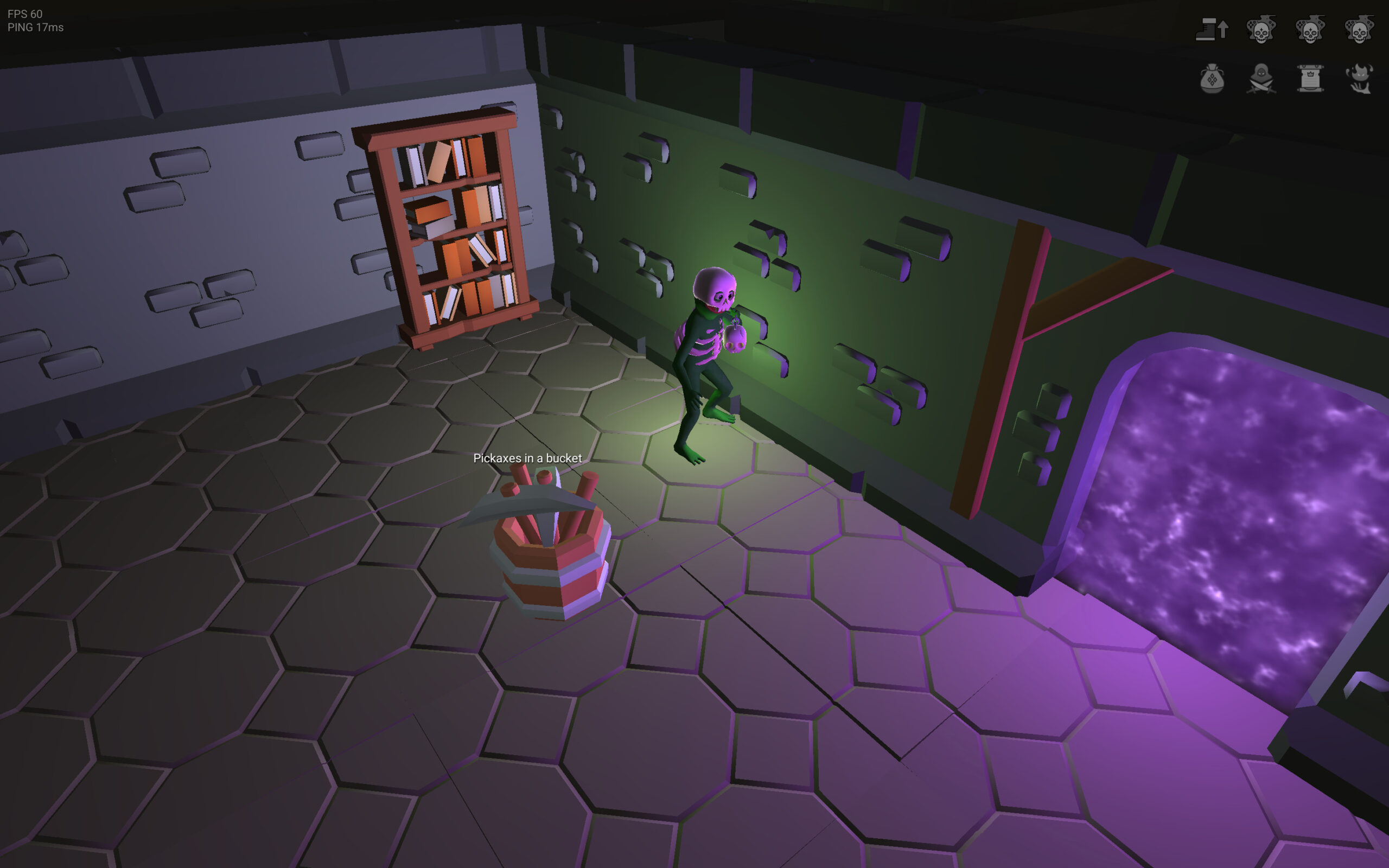 Slopa dungeon room with skeleton and exit portal