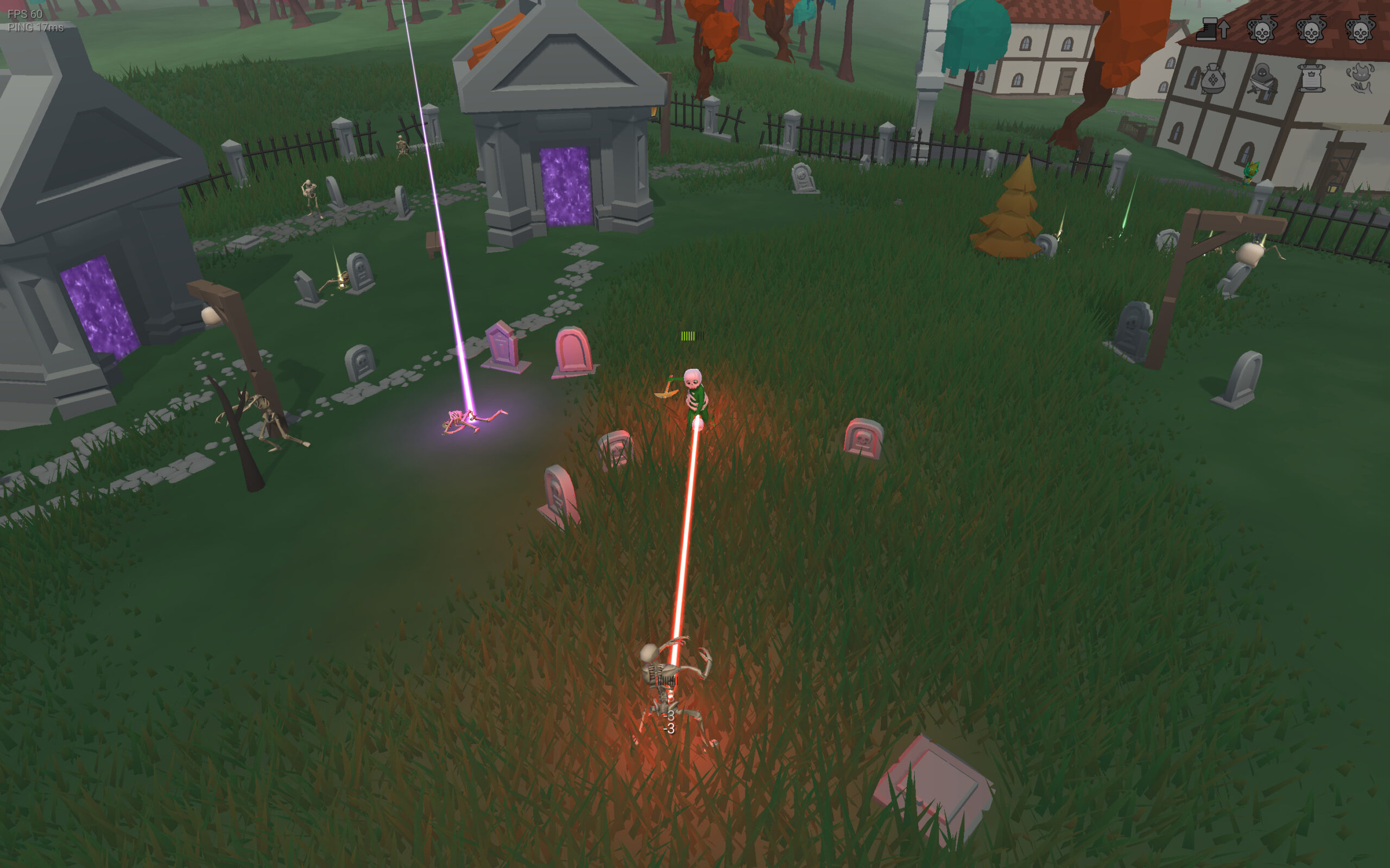 Slopa character fighting skeletons near crypts