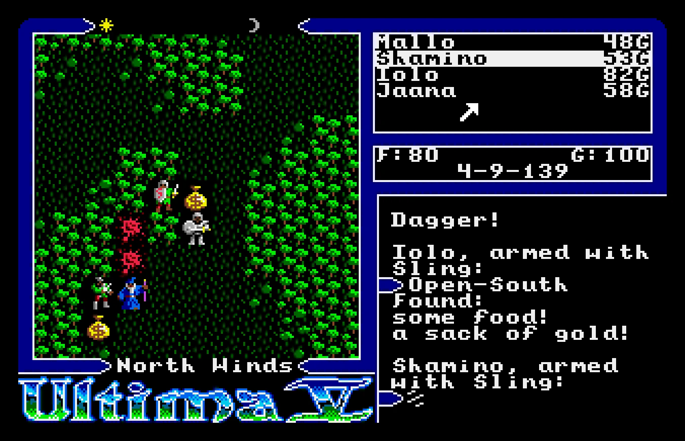 Ultima V Warriors of Destiny gameplay with detailed Amiga tile graphics
