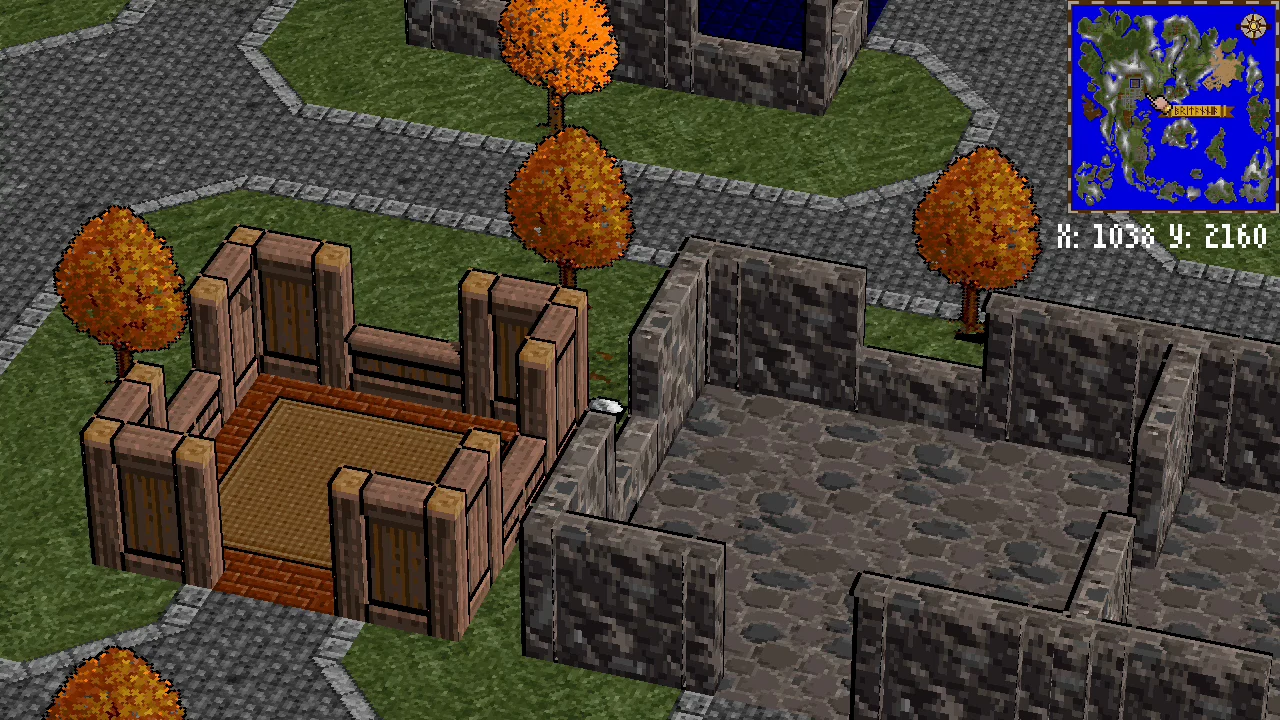 Ultima VII Revisited showing The Black Gate rebuilt as a rotatable 3D world