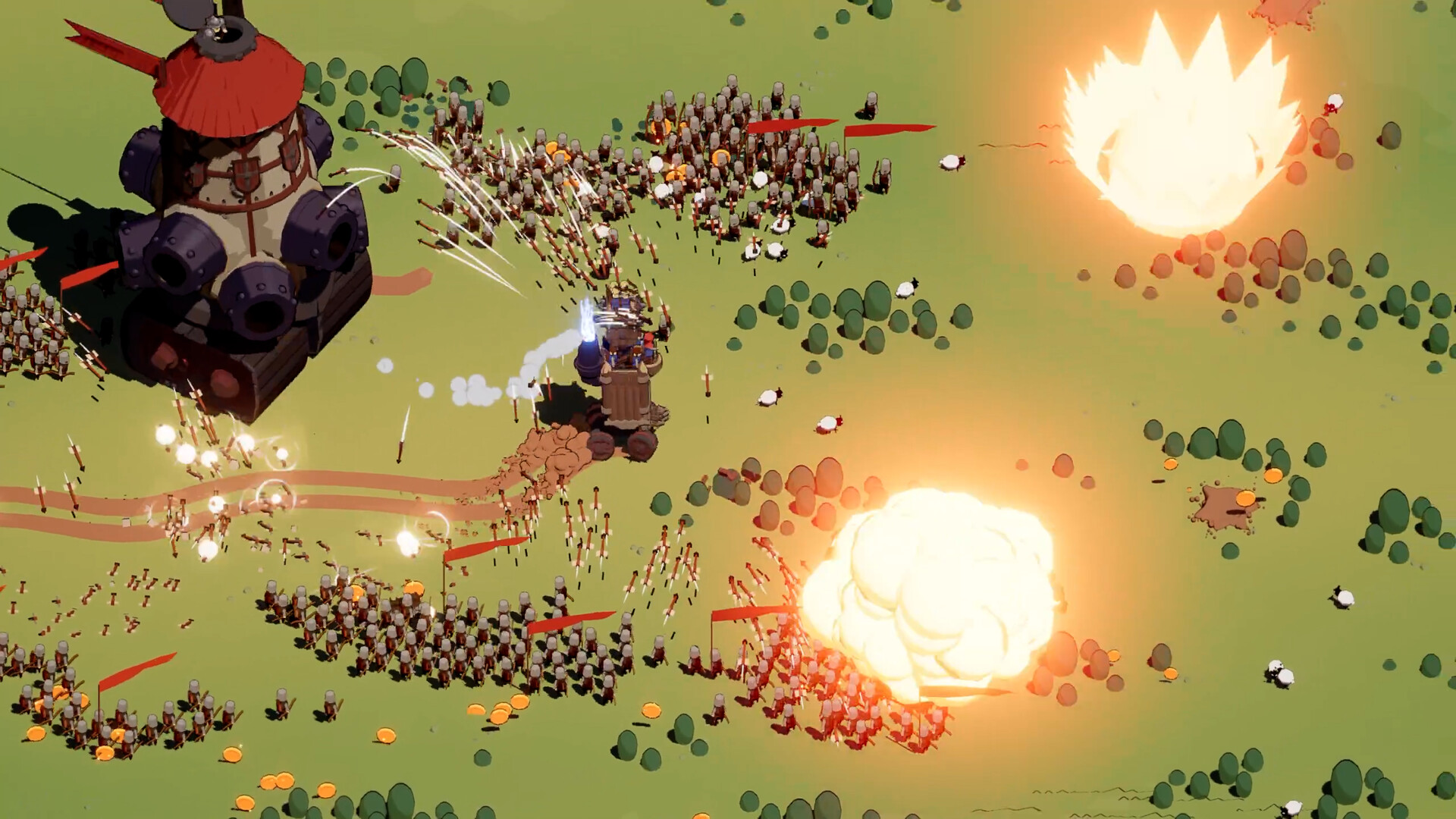 A Wanderburg fortress fires arrows into surrounding infantry
