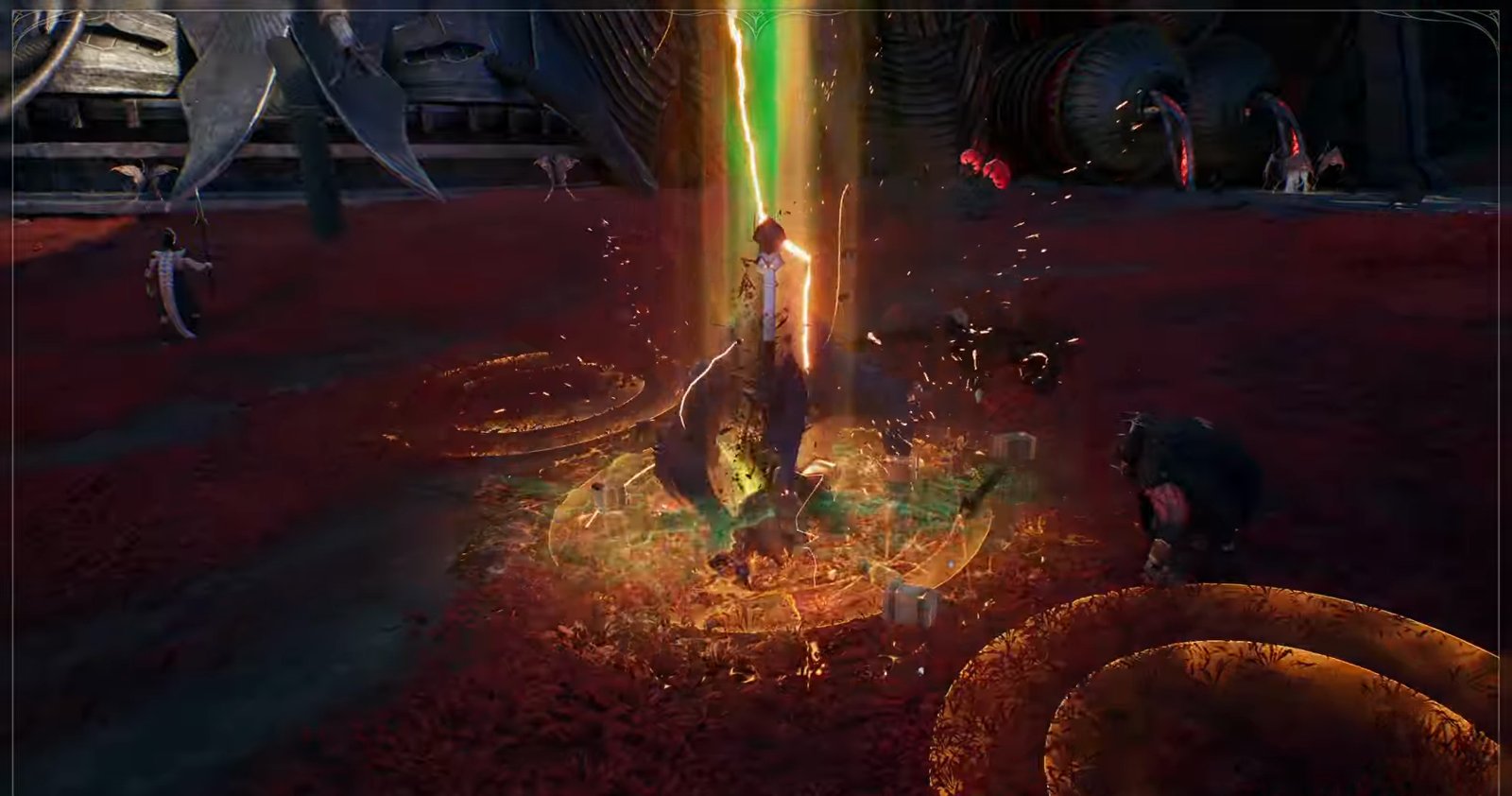 Aion 2 Chanter class casting a green light pillar with a staff