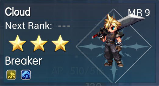 Cloud Vision menu with the Breaker role, MR 9 and three awakening stars