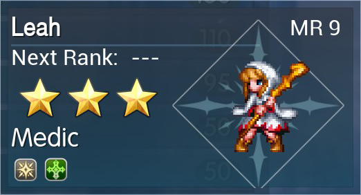 Leah Vision menu with the Medic role, MR 9 and three awakening stars